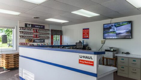Leasing office at National Storage Center in Highland, MI.