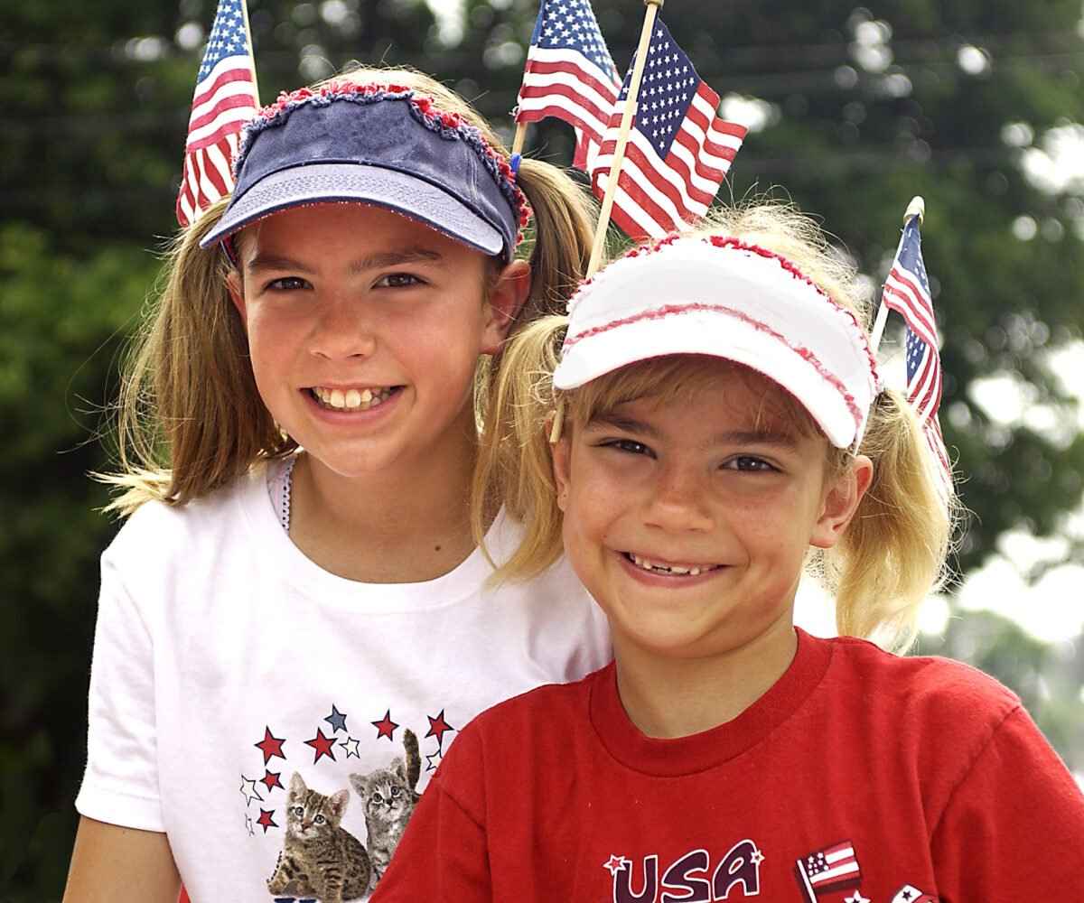 Two young girls celebrating the Fourth of July.