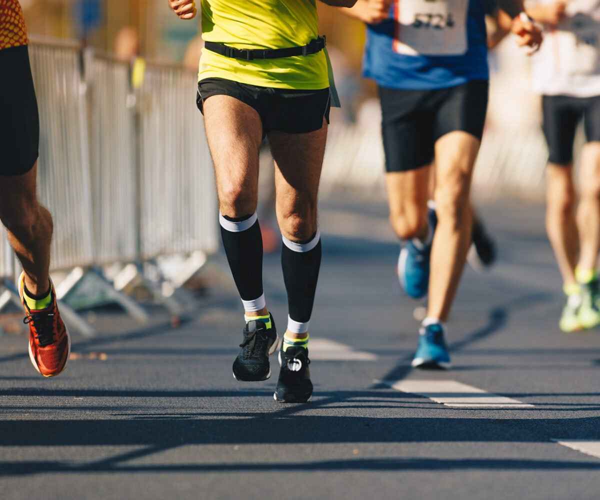 Group of runners running in a race.