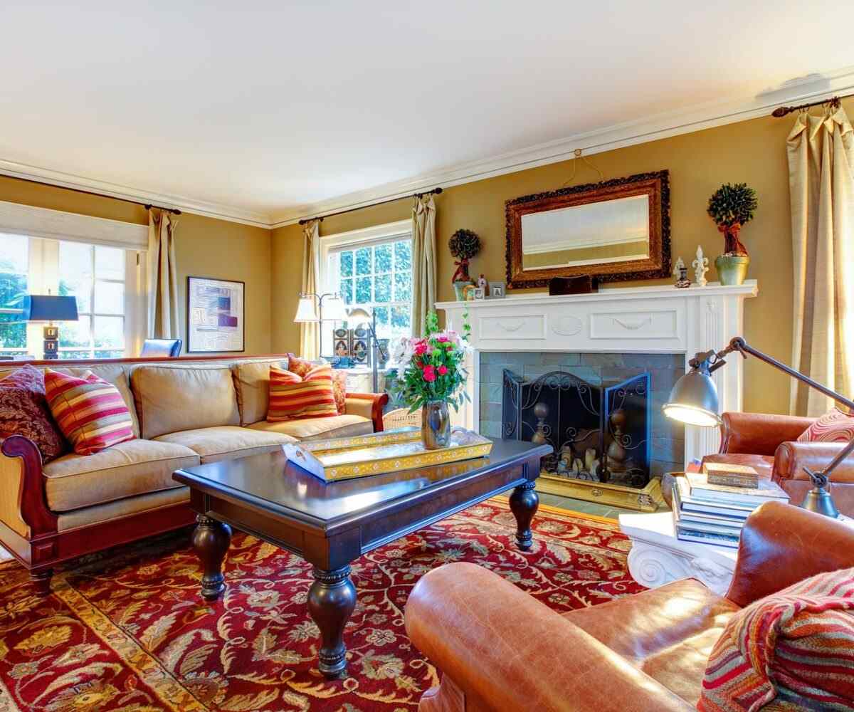 Clean and charming family room.