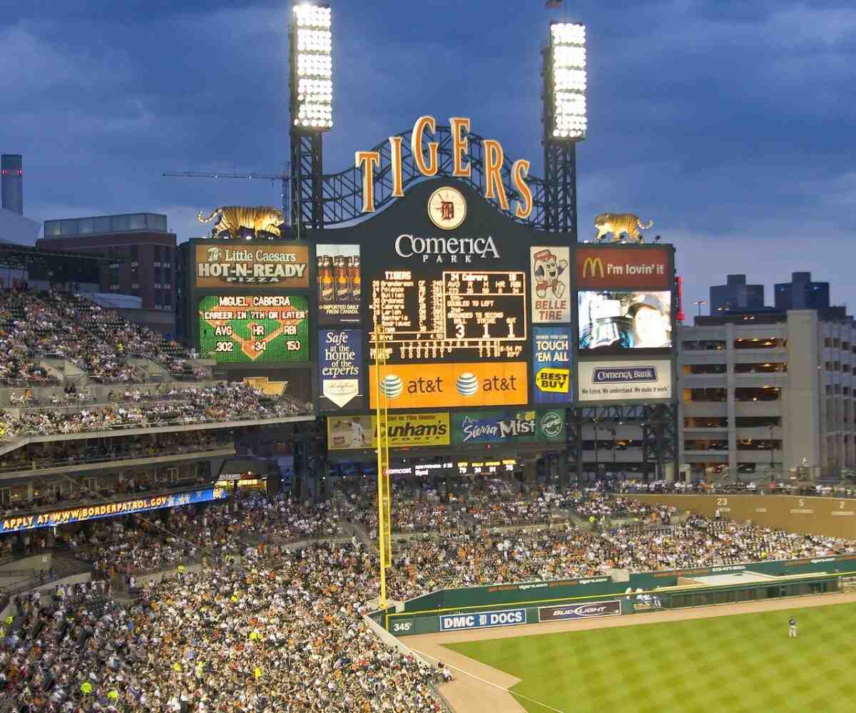 Comerica Park baseball field in Detroit.