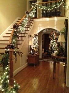 Home entryway decorated for Christmas.