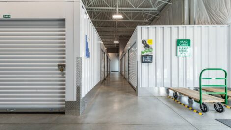 Climate controlled units and dollies at National Storage in Byron Center, MI.