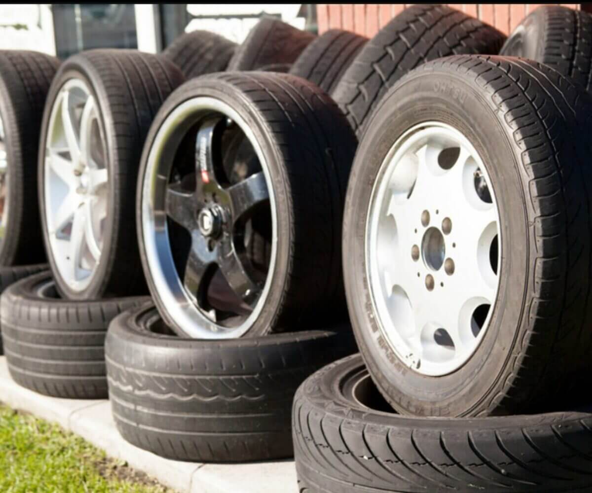 Stacks of tires.