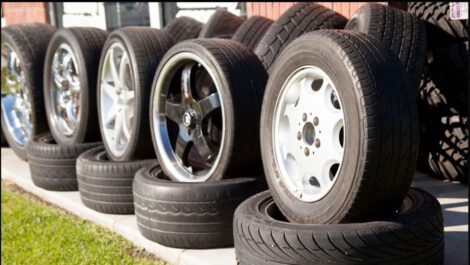 Stacks of tires.