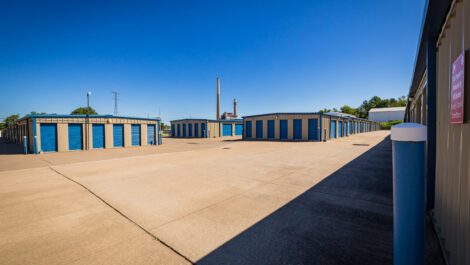 Small exterior storage units at National Storage on Highway 144 in Owensboro, KY.