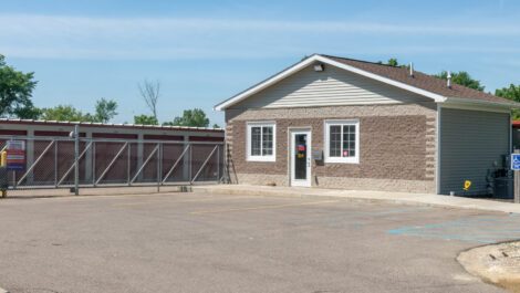 Secure storage facility office and exterior at National Storage in Davison, MI.